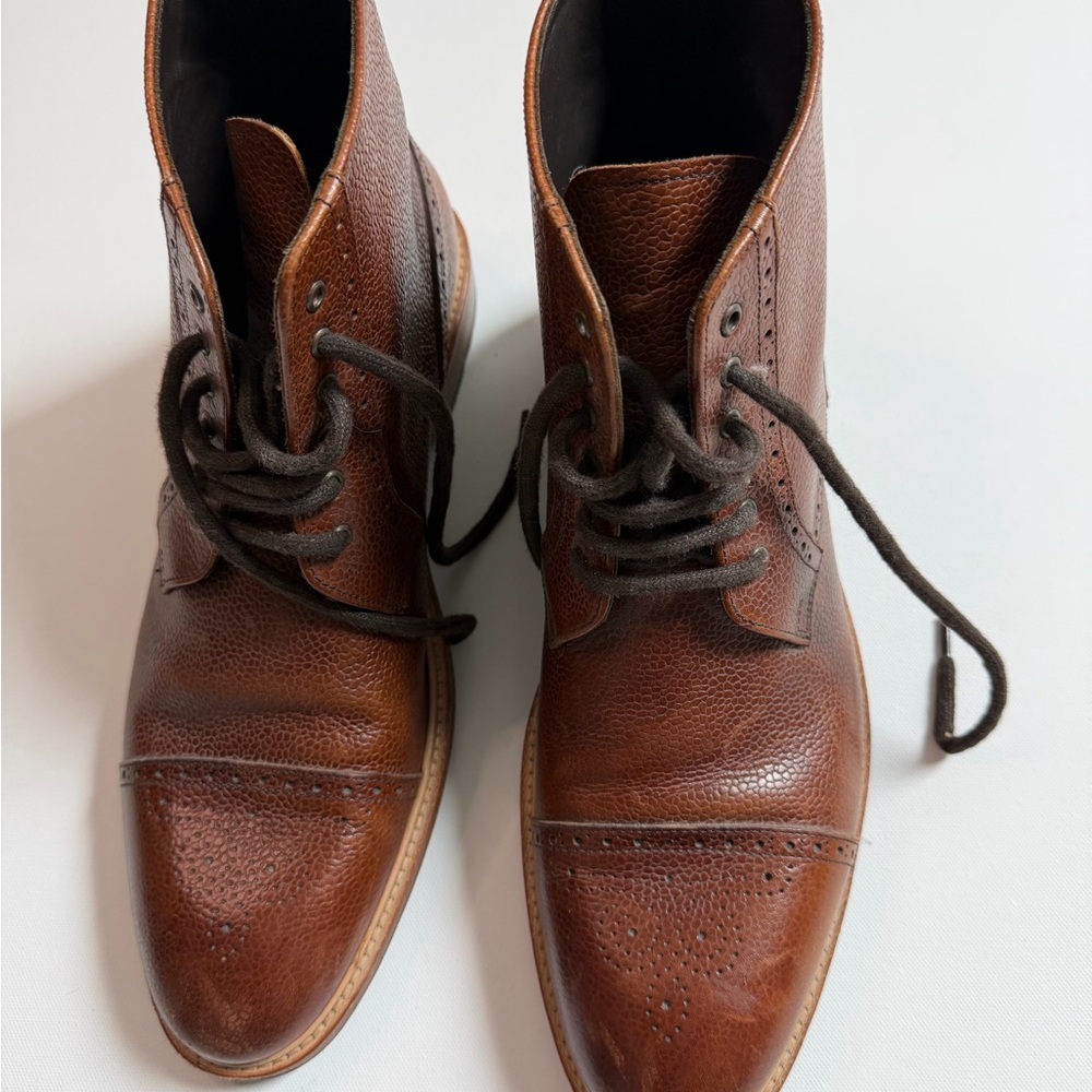 Crosby Square Montgomery Brown Leather Cap Toe Boots Mens 13 Made in Portugal - Picture 3 of 11